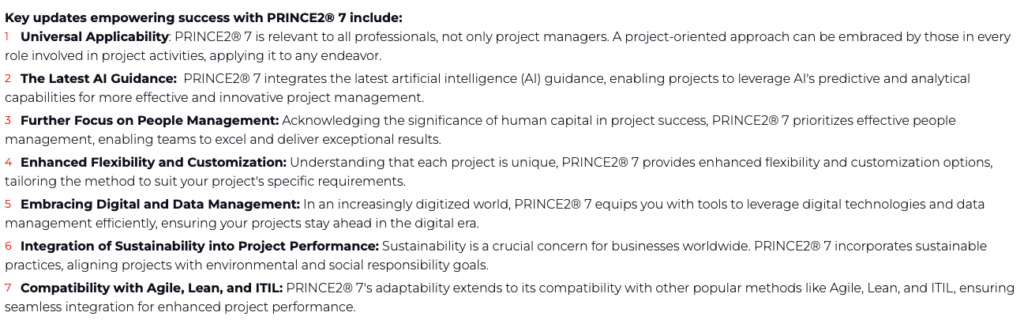 Key updates empowering success with PRINCE2® 7
