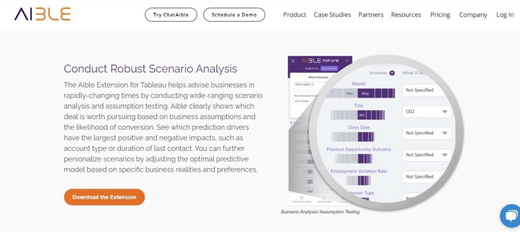 Tableau AIble wide-ranging scenario analysis and assumption testing