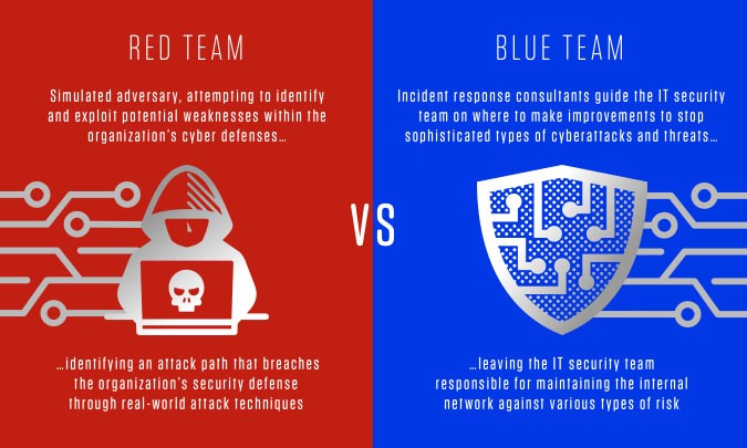 What are the basic differences between the Red team and the Blue team?
