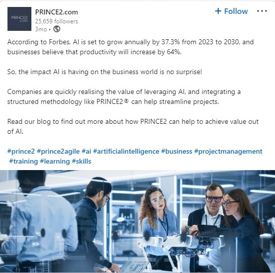 Impact of AI in PRINCE2 framework on Business 